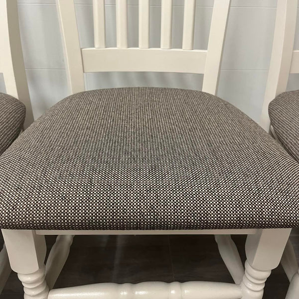 6 Antique White Dining Chairs