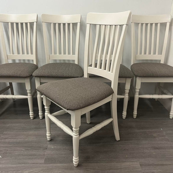 6 Antique White Dining Chairs