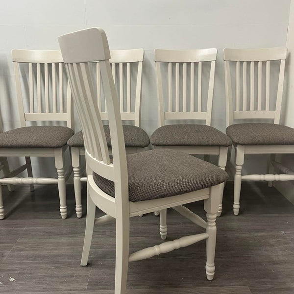 6 Antique White Dining Chairs