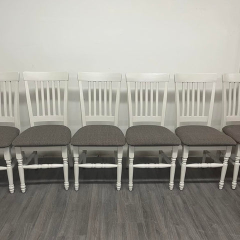 6 Antique White Dining Chairs