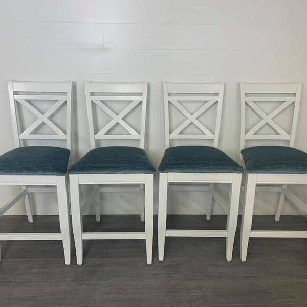 4 Little White Counter Height Stools