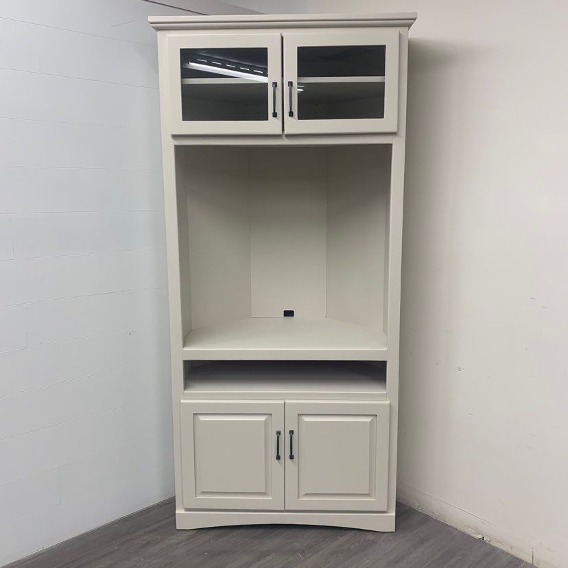 Antique White Farmhouse Style Corner Cabinet