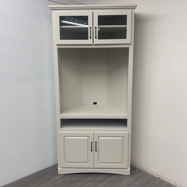 Antique White Farmhouse Style Corner Cabinet