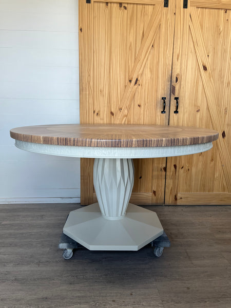 Round Shiplap Pedestal Dining Table