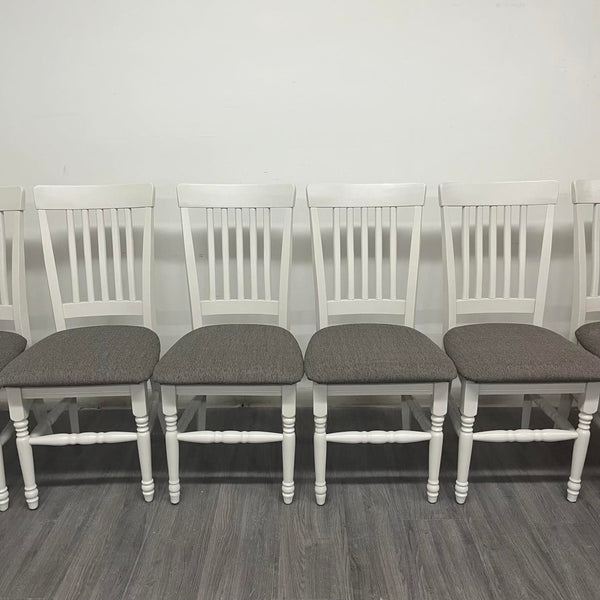6 Antique White Dining Chairs