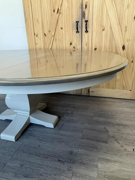 Shiplap Pedestal Extension Dining Table