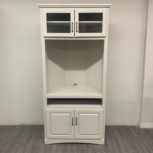 Antique White Farmhouse Style Corner Cabinet